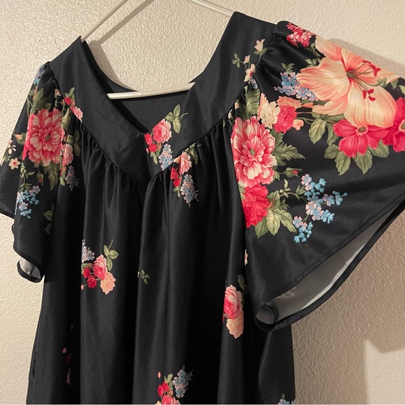 Vintage White Stag Navy Blue Floral Dress/MuuMuu Size 2X 18W-20W - Picture 4 of 8